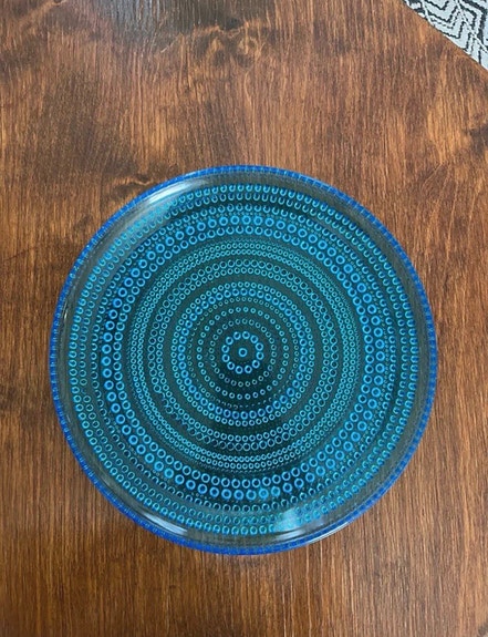Iittala Kastehelmi lasilautanen turkoosi