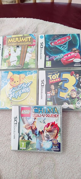 5 kappaleen paketti Nintendo DS pelejä
