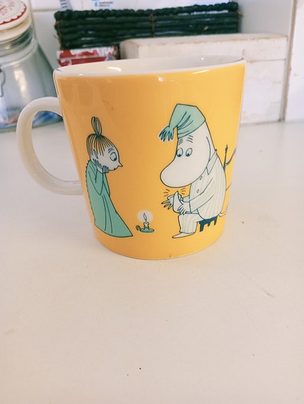 Arabia ABC Collection K Muumi-muki keltainen keramiikka