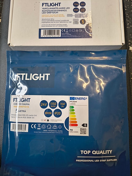 FTLight Cob led-nauha 5m + vakiojännitelähde