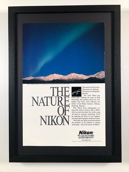 Framed 1991 Vintage Nikon Camera Original Magazine Advertisement