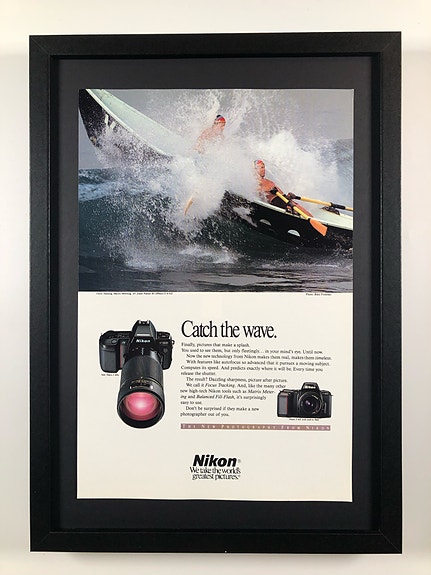 Framed 1991 Vintage Nikon Camera Original Magazine Advertisement