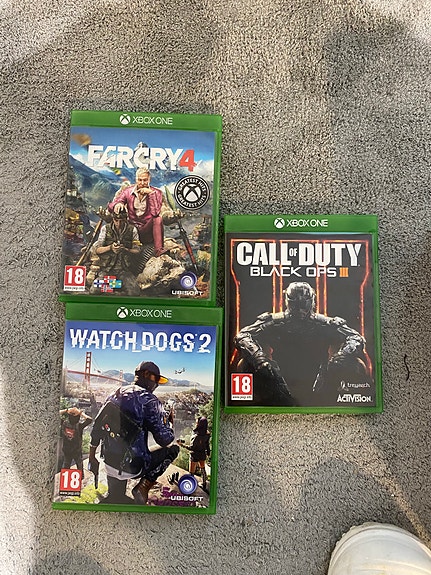 Xbox-pelit Far Cry 4, COD BO3, Watch Dogs 2