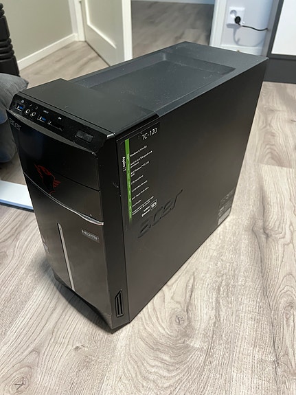 Acer Aspire TC-120 + Samsung 27" kaareva näyttö + näppäimistö + hiiri