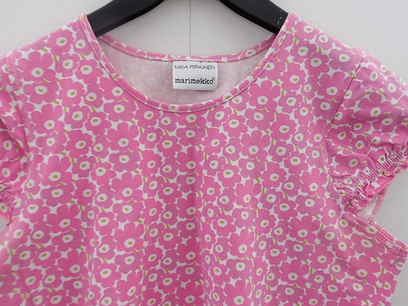 Vintage Marimekko Mika Piirainen unikko tyttöjen paita koko 150 cm