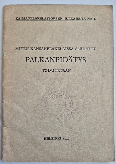 Vanha opas - Miten palkanpidätys toimitetaan v.1939