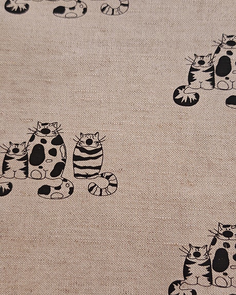Pellava kangaspala 130x48 Kissakuvioinen kangas beige