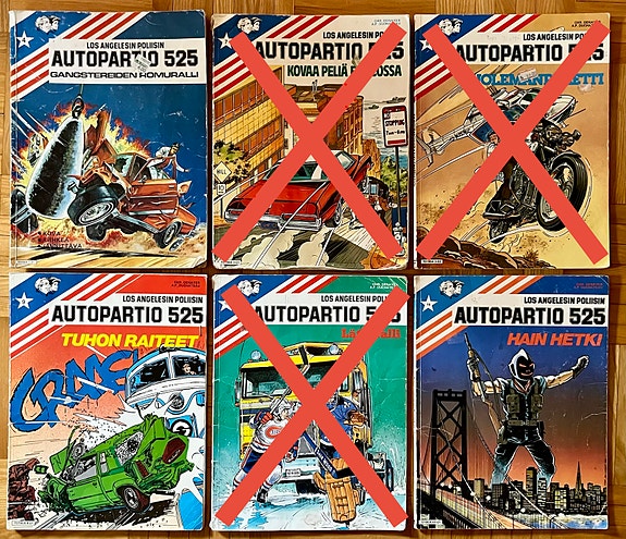 Autopartio 525 -sarjakuvalehdet, nrot 4, 9, 16