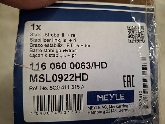 Skoda Octavia 1.6 TDI -14 Mayle HD kallistuksenvakaajan yhdystanko