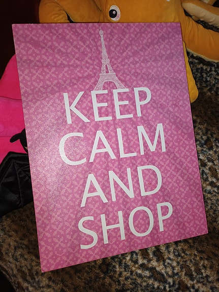 TAULU "KEEP CALM AND SHOP" TEKSTILLÄ