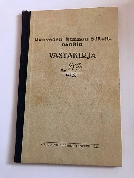 Ruoveden kunnan Säästöpankin vastakirja 1924