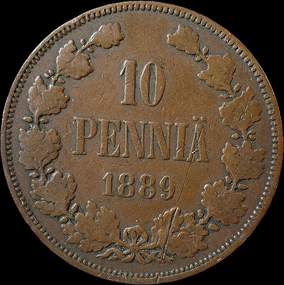 10 penniä 1889