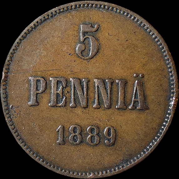 5 penniä 1889