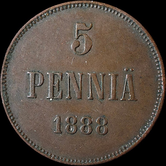 5 penniä 1888