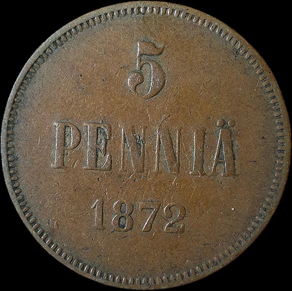 5 penniä 1872