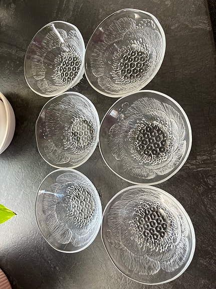 Nuutajärvi Pioni jälkiruokakulhot 6 kpl