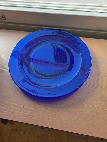 Iittala sininen lasilautanen x2