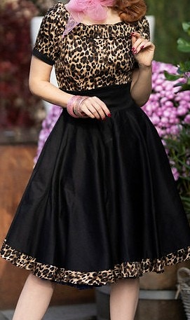 Dolly Dotty Darlene mekko leopard musta koko 48
