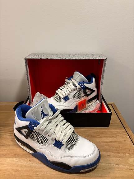 Air Jordan 4 Retro motorsport blue koko 44,5/44 valko-sininen