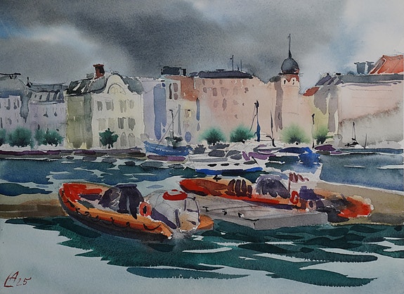 Katajanokka akvarellimaalaus 28 x 38 cm