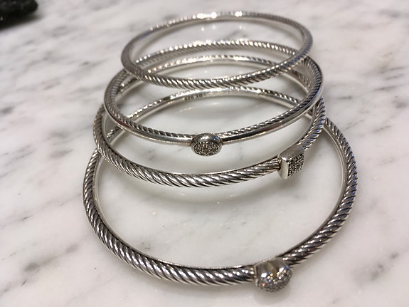 David Yurman Sterling-hopea Cable Slip On -rannekorut alk. 150€