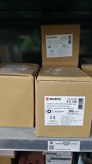 Würth ruuvit 6 x 120, laatikko 250 kpl