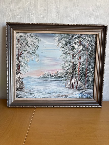 Röpeter Hämäläinen öljyvärimaalaus talvimaisema