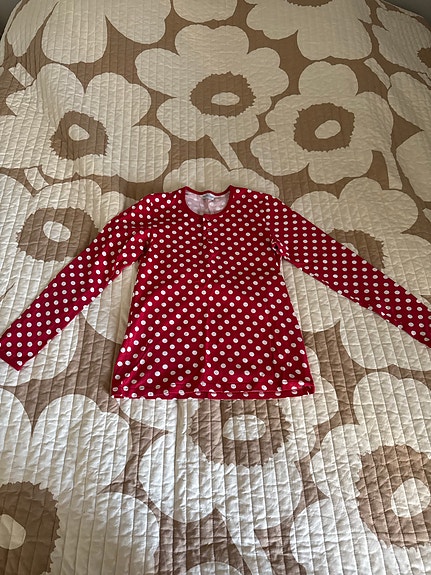 Marimekko punainen pallokuvioinen paita XS puuvilla