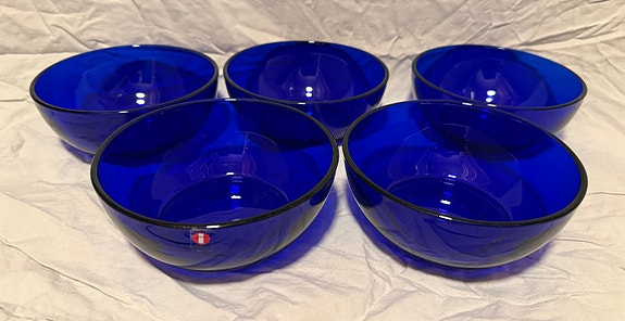 💙 Iittala Kartio jälkiruokakulhot 5 kpl – Kaj Franck Stanssi! | koboltinsininen