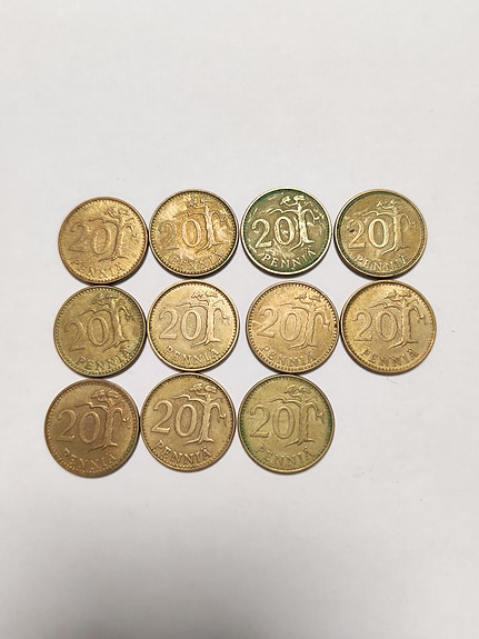Suomen 20 penniä kolikot 11 kpl