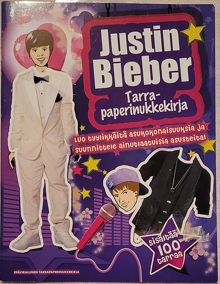 Uusi Justin Bieber tarrapaperinukke kirja