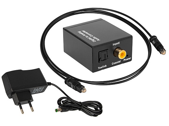 TOSLINK DAC - 2xRCA optinen muunnin+virtalähde UUSI
