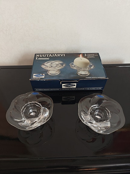 Iittala Nuutajärvi Lumme lasiset kynttilänjalat 2 kpl
