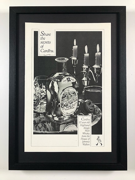 Framed 1987 Vintage Johnnie Walker Cardhu Whisky Original Magazine Advertisement