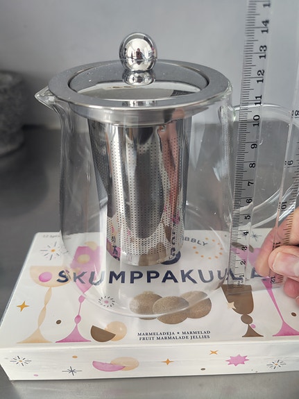 IKEA lasinen teekannu terässihdillä