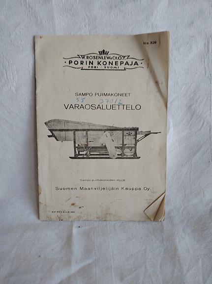 Sampo puimakoneet varaosaluettelo – vanha esite