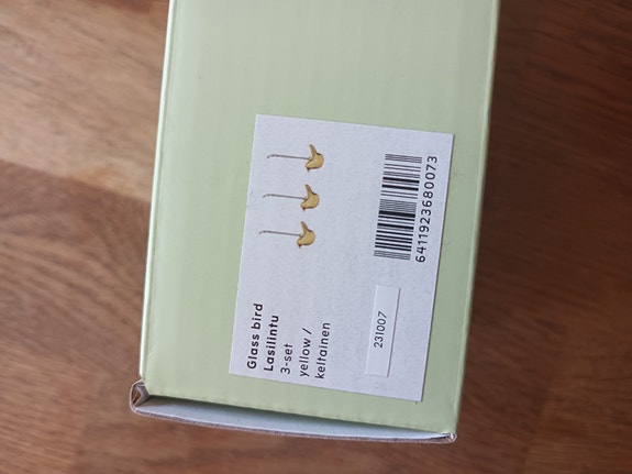Iittala Lasilintu koristeet 3 kpl keltainen