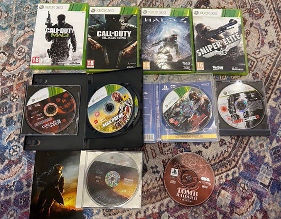 Xbox 360 pelipaketti/  Call of Duty, Halo, Sniper Elite pelit
