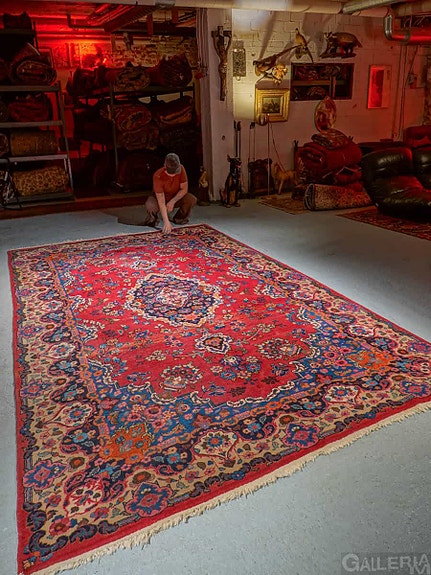 Lumoava viininpunainen aito käsinsolmittu persialainen matto – 364 x 223 cm
