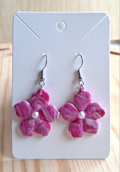 Pinkit kukka korvakorut 🌸 käsintehty