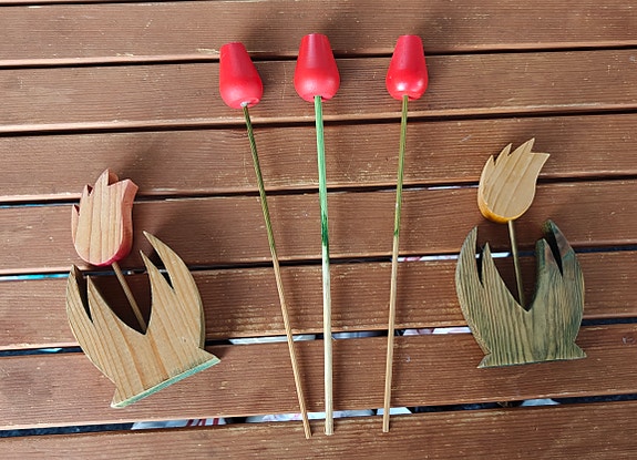 💚🌷 Retro puukukat 5 kpl 🌷💚 puukukka puu puinen kukka tulppaani kevät kesä