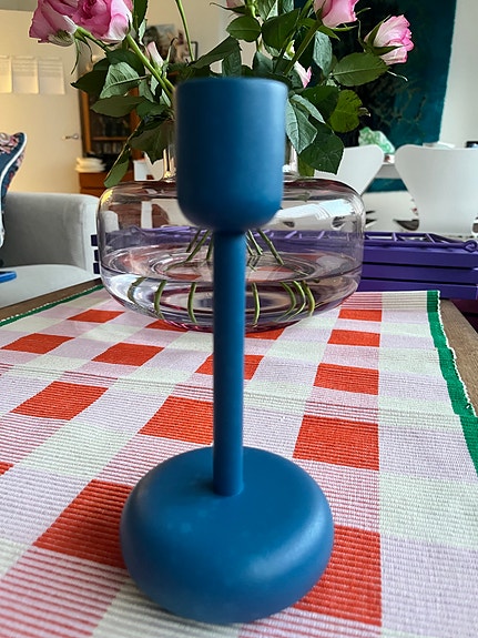 Iittala sininen Nappula-kynttilänjalka