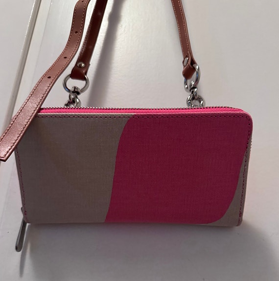 Marimekko kangasolkahihnainen pikkulaukku / olkalaukku vaaleanpunainen-beige