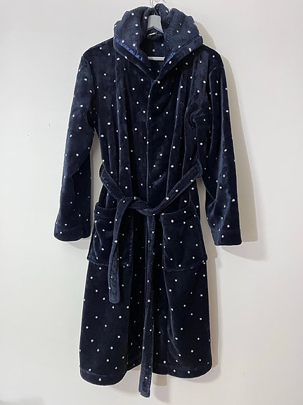 S, Lindex pehmeä fleece-kylpytakki tummansininen