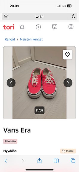 Myydään vans era tennarit