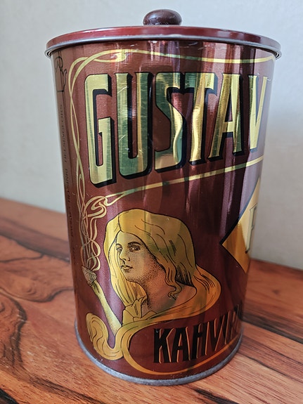Gustav Paulig- 100v juhlakahvipurkki, vintage, 70-luku