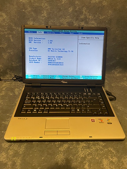 Fujitsu Siemens AMILO Pa 1510 – vähän käytetty klassikkokannettava / Windows XP