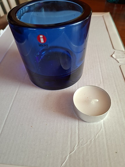 Marimekko/Iittala  Iso sininen tuikkukippo / kynttilälyhty