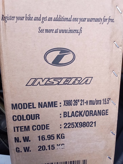 Insera X980 26″ 21‑V – nuorten maastopyörä. Uusi.