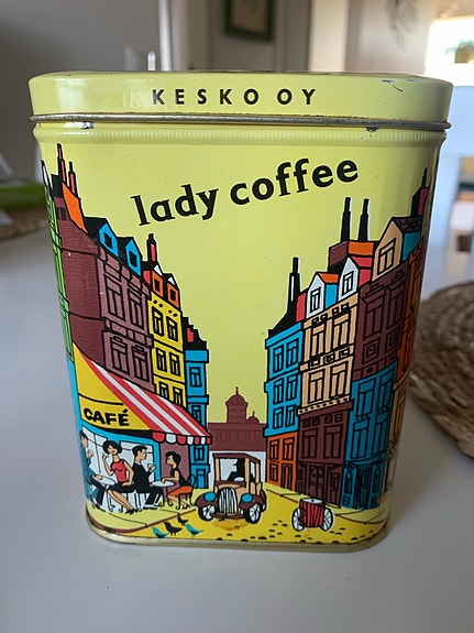 Vanha peltinen kahvipurkki Lady Coffee